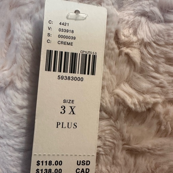 Maeve by Anthropologie Crème Faux Fur Shirt/Vest, 3X - Picture 5 of 5